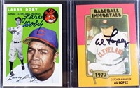 LARRY DOBY & AL LOPEZ SIGNED BALL CARDS
