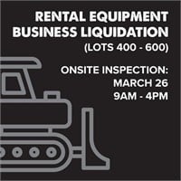 Rental Equipment Business Liquidation-Lots 400-600