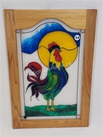 PAINTED GLASS WINDOW - ROOSTER