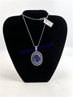 Lapis pendant with 9 inch chain German silver