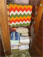 Crochet Chevron Blanket,  Assorted Sheets, &