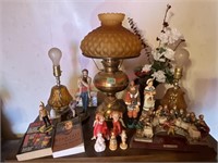 Amber Hurricane & Desk Lamps, Assorted Figurines