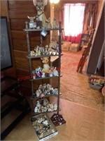 Wooden Corner Shelf W/ Dog Figurines