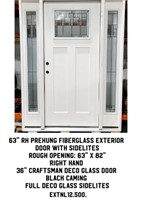 63" RH Prehung Fiberglass Ext. Door w/Sidelites