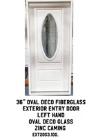 36" LH Oval Deco Fiberglass Ext. Entry Door