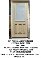 36" LH Fiberglass Ext. Entry Door w/Blinds