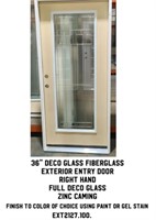 36" RH Deco Glass Fiberglass Ext. Entry Door