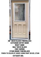 36" RH Deco Glass Fiberglass Ext. Entry Door