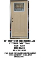 36" RH Craftsman Deco Fiberglass Ext. Entry Door