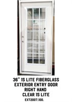 36" 15 Lite Fiberglass Ext. Entry Door
