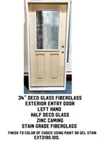 34" LH Deco Glass Fiberglass Ext. Entry Door