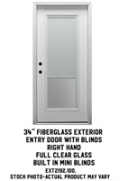 34" RH Fiberglass Ext. Entry Door w/Blinds