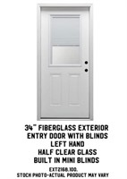 34" LH Fiberglass Ext. Entry Door w/Blinds