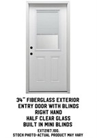 34" RH Fiberglass Ext. Entry door w/Blinds