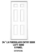 34" LH Fiberglass 6 Panel Entry Door