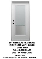 30" RH Fiberglass Exterior Entry Door w/Blinds