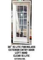 30" LH 15 Lite Fiberglass Ext. Entry Door