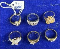 Six rings all marked RSC the other gold filled