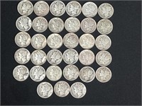 33 silver Merc dimes