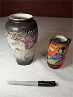 4.5" and 6.5" Japanese Hand-painted Vases