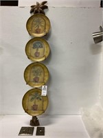 4- Decorative Palm Plates W/ 4FT Plate Rack