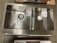 Stainless 60/40 36" Double Bowl Farm Sink