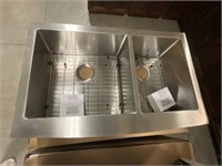 Stainless 60/40 33" Double Bowl Farm Sink