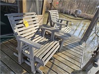 2-WOODEN PORCH GLIDERS & STAND