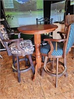 HIGH TOP TABLE & 3 MIXED STOOLS