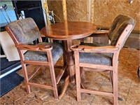 HIGH TOP TABLE & 2 MATCHGING STOOLS W/CUP HOLDERS