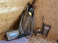 GOLF BAG-CLUBS-PICTURE-CLOCK & OTHER ITEMS