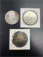3x Canadian silver dollar lot