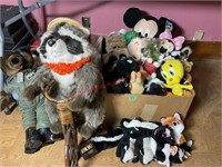 Assorted Stuffed Animals, Mickey, Racoon & More