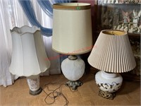 3 Antique Decorative End Table Lamps