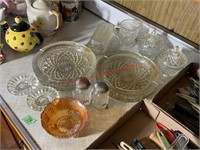 Assorted Glass Items, Ashtray, Butter Dish,