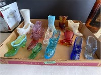 Glass Fenton &  Assorted Slippers