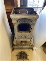 Gray Enameled Cast Iron Parlor Stove