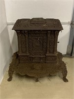 Ornate Cast Iron Victorian Embossed Parlor Stove