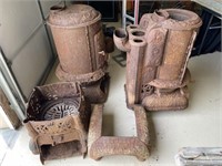 (2) Ornate Cast Iron Parlor Stoves