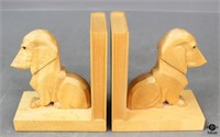 Carved Wood Dachshund Bookends
