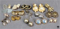 Gold & Silver Tone Clip=On Earrings / 14 pc