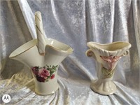 Couple of floral ceramic vases