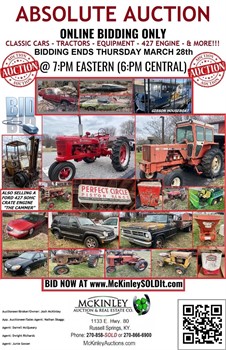 CLASSIC CARS-TRACTORS-EQUIPMENT-& MORE!!!