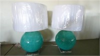 Green Sphere Lamps on Clear Base