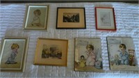 7 Assorted Prints & Embroidered Pictures