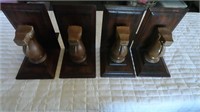 4 Wood carved horse book stands
