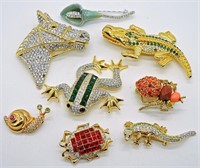 8 Vintage Brooch Pins