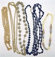 Gold Tone Chan & Beaded Necklaces