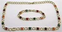 Multi-colored rhinestone necklace & Bracelet