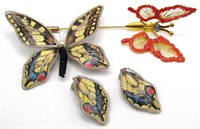 Butterfly Pins and Earrings